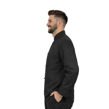Bluza kucharska czarna męska  długi rękaw 8 guzików roz.XXL – bluza kucharska – odzież gastronomiczna dla kucharzy - inne ujęcie